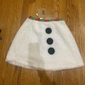 Chance or Fate White Furry Christmas Skirt with Black Accents